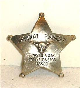 Texas Ranger Cattle Raiser Police Badge Sheriff Marshal