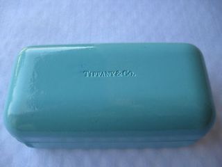 TIFFANY & CO. SIGNATURE BLUE LARGE HARD LEATHER GIFT BOX/SUNGLASSES 