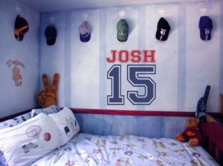 Teen Boys Sports Varsity Name OR TEAM and NUMBER vinyl wall sticker 