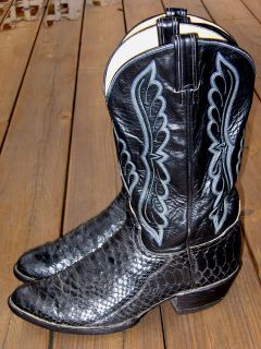 Tony Lama Style Y5053 Black Python Size 11.5 Cowboy Boots