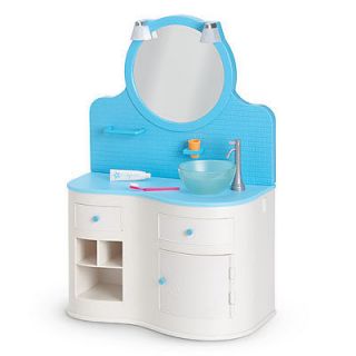   Girl Furniture Bathroom Vanity Set for Dolls Mirror Sink Lights