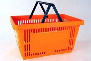 PLASTIC GROCERY STORE SHOPPING BASKET  GRAY  ECO / ENVIRONMENTALL​Y 