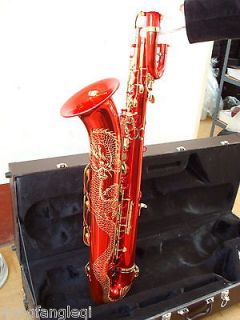 New Red Baritone Saxophone with Low A high F customized hand 