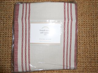 ONE POTTERY BARN FRENCH STRIPE CAFE CURTAIN~RED~ 50 X 24