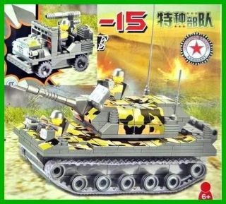 Army Panzer15 Tank & Truck with Minifigures Military Building Block 