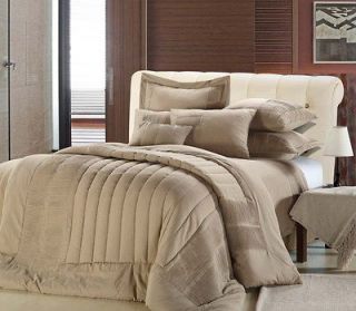 Seville Beige 8 Piece King Comforter Bed In A Bag Set NEW