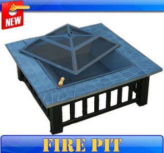 New Metal Firepit Outdoor Patio Garden Square Stove Fire pit With 