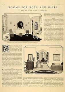 1922 Article Interior Decoration Boys Girls Bedrooms Charles Bradley 