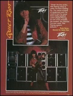   RIOT RUDY SARZO 1984 PEAVEY BASS GUITAR AMPS AD 8X11 ADVERTISEMENT