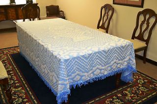 blue white chenille bedspread in Bedspreads