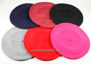 100% Wool Beret French Artist Beanie Hat Cap 15 Colors