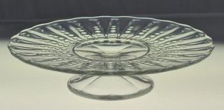 EAPG Beaded Rib Ray & Pearl Low 9 Cake Stand Plate Glass Antique 