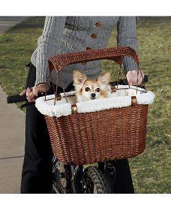 SOLVIT Pet Wicker Dog Bike Bicycle Basket Seat