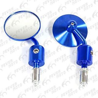   New Blue Chrome Alloy Motorcycle Rearview Mirror Bar End Hot Bike