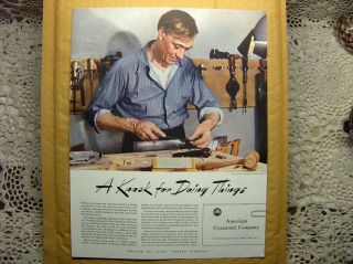   Fortune WWII Ad Print American Cyanamid Work Bench Saw Drill Files