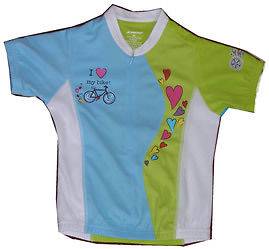 Girls HeartsTurquoise Cycling Shirt Bike Jersey