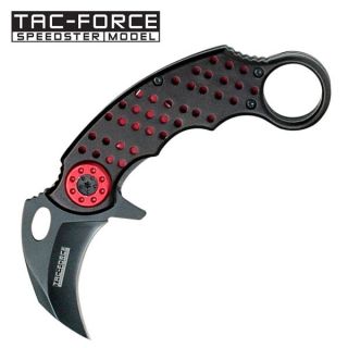 Black & Red Karambit Legal Automatic Spring Assisted Knife Knives 