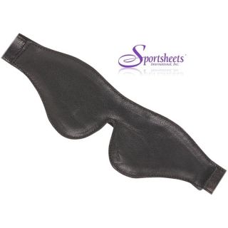 Sportsheets Blindfold Black Soft Leather, Lined Adjustable Velcro Mask
