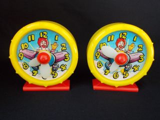   Lot of 1989 Mcdonalds Flying Ronald Happy Meal Plastic Toy Clock