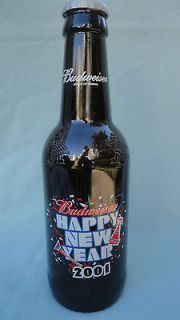 BIG Large 14 3/4 tall Budweiser Happy New Year 2001 glass bottle 
