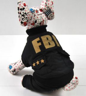 Cool FBI BLACK Dog Coat Jacket Clothing Apparel AnySize