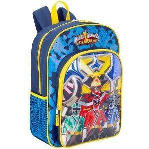 Kids Backpack Power Rangers Samurai 16 inch   Blue with Yellow 