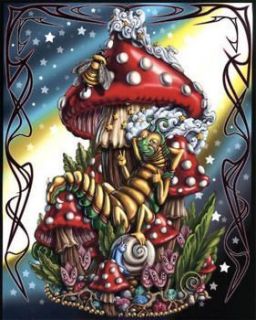 Hippie Tapestry Blacklight Tapestry Caterpillar & Mushroom PRDG41