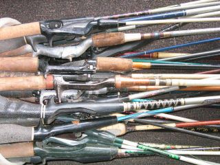 LOT OF 20 USED FISHING ROD POLE BOTTOMS PARTS vintage
