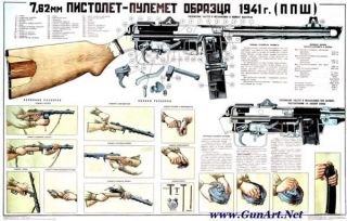 BIG 2x3 Soviet Russia USSR PPSh 41 Army Color Poster→