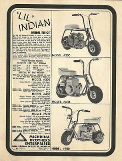 WOW Vintage & Rare 1960s Lil Indian Mini Bike Ad