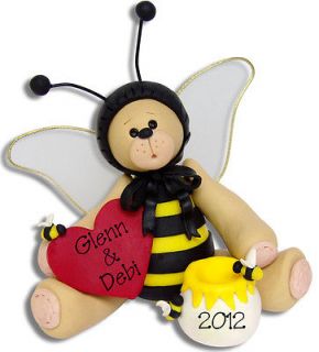 BELLY BEAR BEE Personalized Valentine Ornament Handmade Polymer Clay 