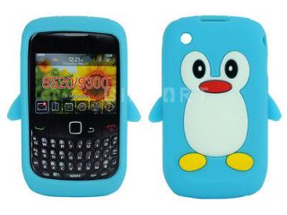   Penguin Silicone Case Cover Skin for BlackBerry Curve 8520 / 9300 Blue