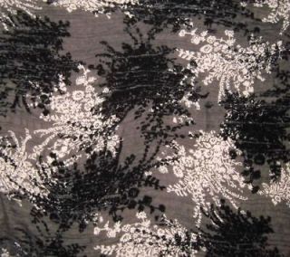 Burnout Silk VELVET Fabric BLACK & CREAM FLOWER BUNCHES