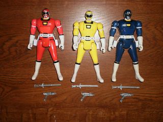 1997 Power Rangers Turbo Red,Blue,Yellow Triple Action Figures Lot w 