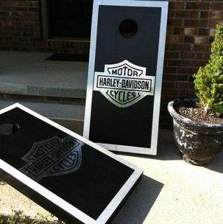   CHROME SILVER MOTOR CYCLE CORNHOLE BOARDS BEAN BAG TOSS GAME, 2x4 FT