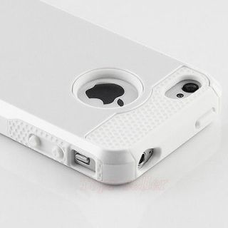 Pen+White Rugged Rubber Matte Hard Case Cover For iPhone 4 4S w 