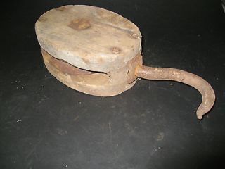 ANTIQUE BLOCK & TACKLE FORGED HOOK PULLEY MARINE DECOR  13  COLLECT