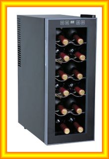 12 Bottle Slim Compact Wine Cooler Chiller Refrigerator Beverage 