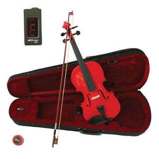 NEW Crescent 4/4 RED ACOUSTIC Violin+CASE+ROSIN+DIGITAL TUNER