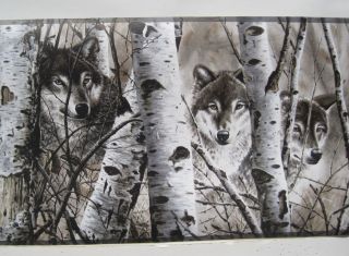 WOLVES in the WOODS WOLF HUNTING Wall Border 9