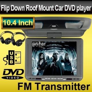 Gray 10.4 Flip Down Car DVD Player Roof LCD Monitor Wireless Games 