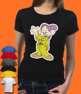 SNOW WHITE DOPEY WOMENS T SHIRT ALL SIZES COLOURS AVAILABLE