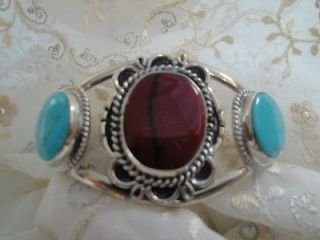   SILVER SHELL BOLD ABALONE EYE SHAPE CUFF BRACELET MADE IN MEXICO