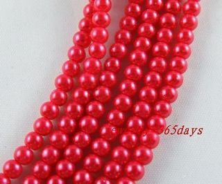 130pcs Painted Glass Pearl Red Spacer Beads 6mm