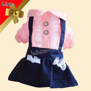Pink Party Wedding Dog clothes Princess Pet Clothes Student Dress XS,S 