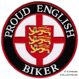 PROUD ENGLISH BIKER embroidered PATCH ENGLAND FLAG UK Great Britain 