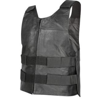   Mens Bulletproof Style Tactical Street Cowhide Leather Vest L