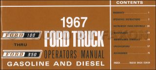 1967 Ford F100 F250 F350 Truck Owners Manual Pickup Custom Styleside 