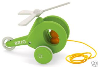 NEW BRIO 30195 PULL ALONG HELICOPTER & PILOT WOODEN TOY