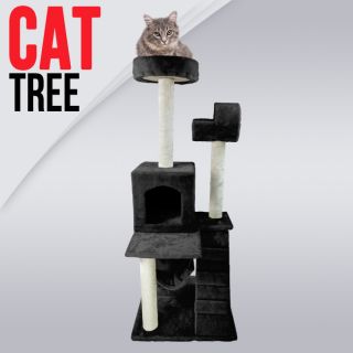 Black Deluxe 50 Cat Tower Tree w Condo Scratcher Furniture Kitten 